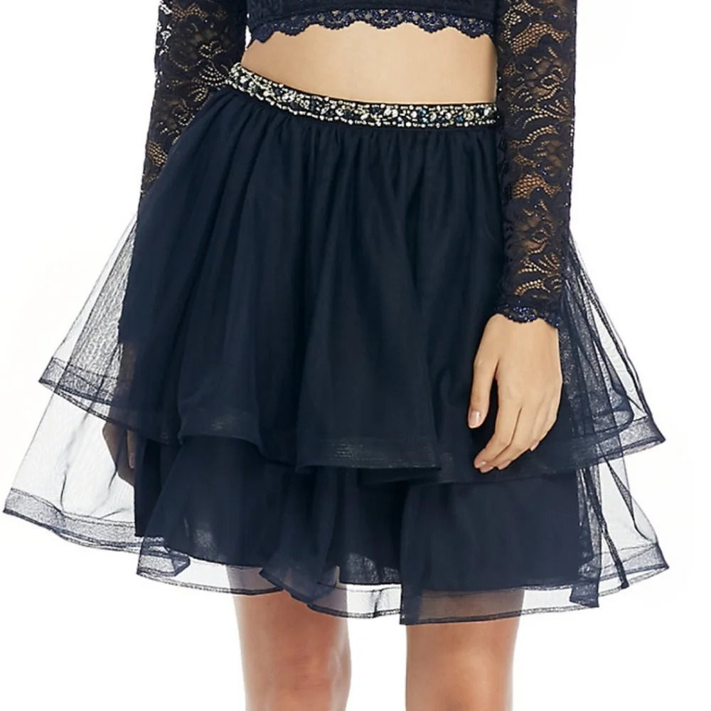 My Michelle Black Tulle Skirt with Beaded Waist Size Junior's 5